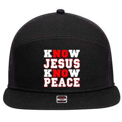 Know Jesus Know Peace 7 Panel Mesh Trucker Snapback Hat