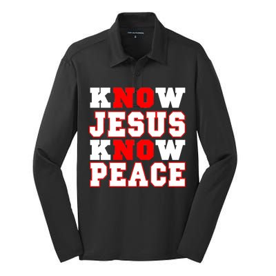 Know Jesus Know Peace Silk Touch Performance Long Sleeve Polo