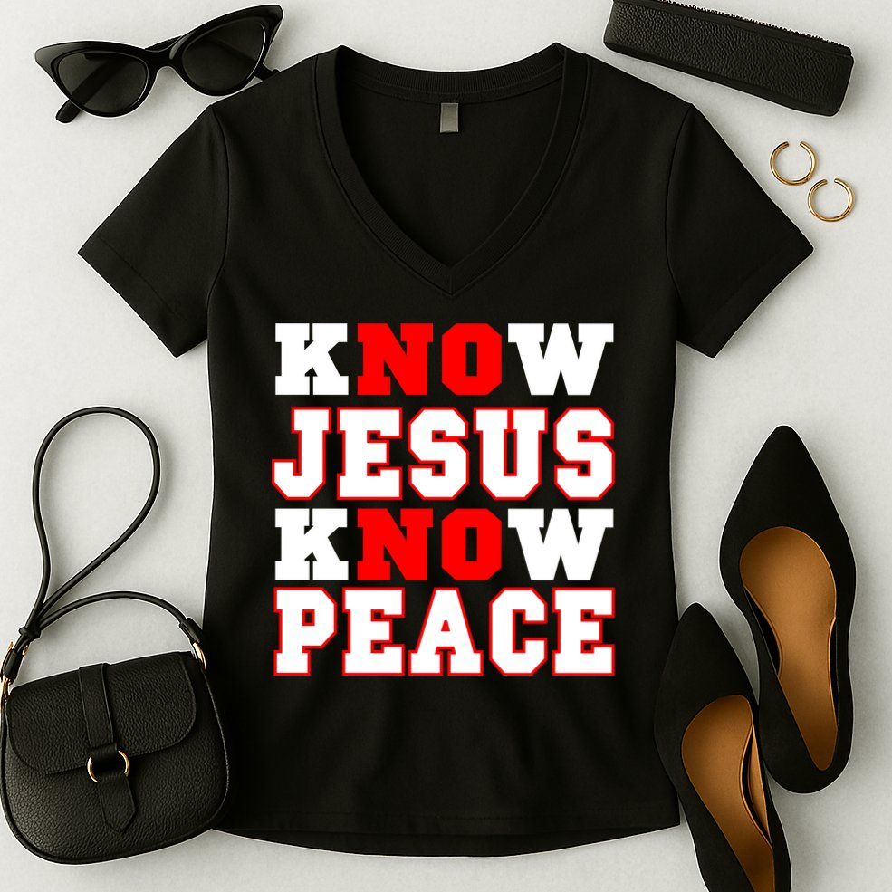 Know Jesus Know Peace Women's V-Neck T-Shirt