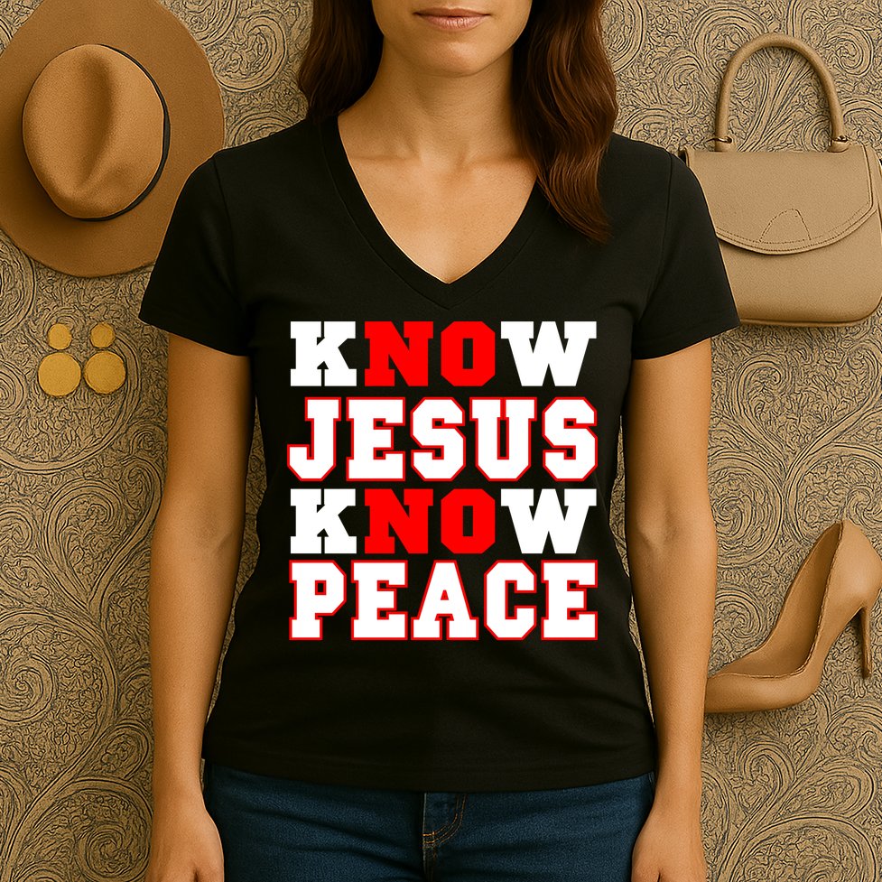 Know Jesus Know Peace Women's V-Neck T-Shirt