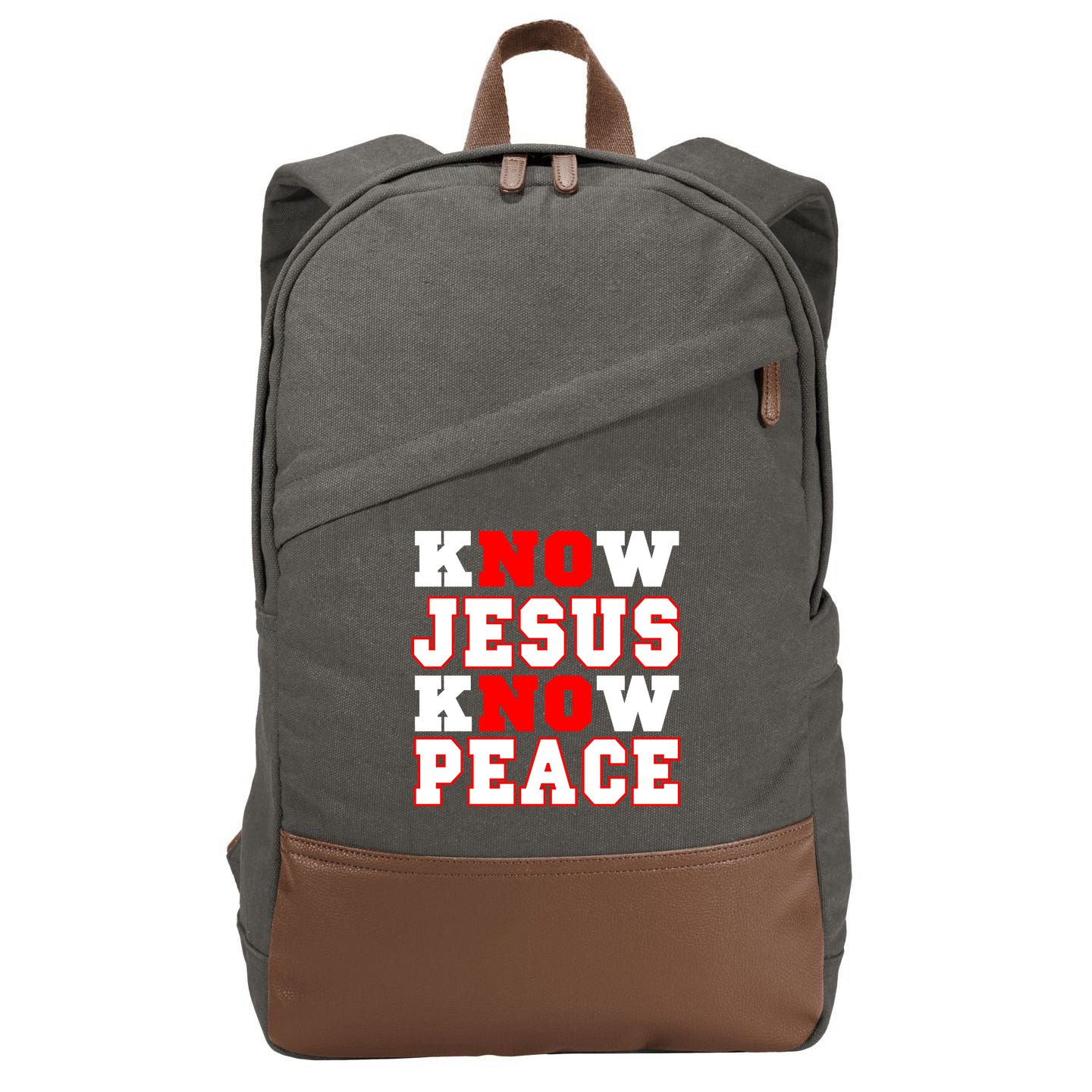 Know Jesus Know Peace Cotton Canvas Backpack