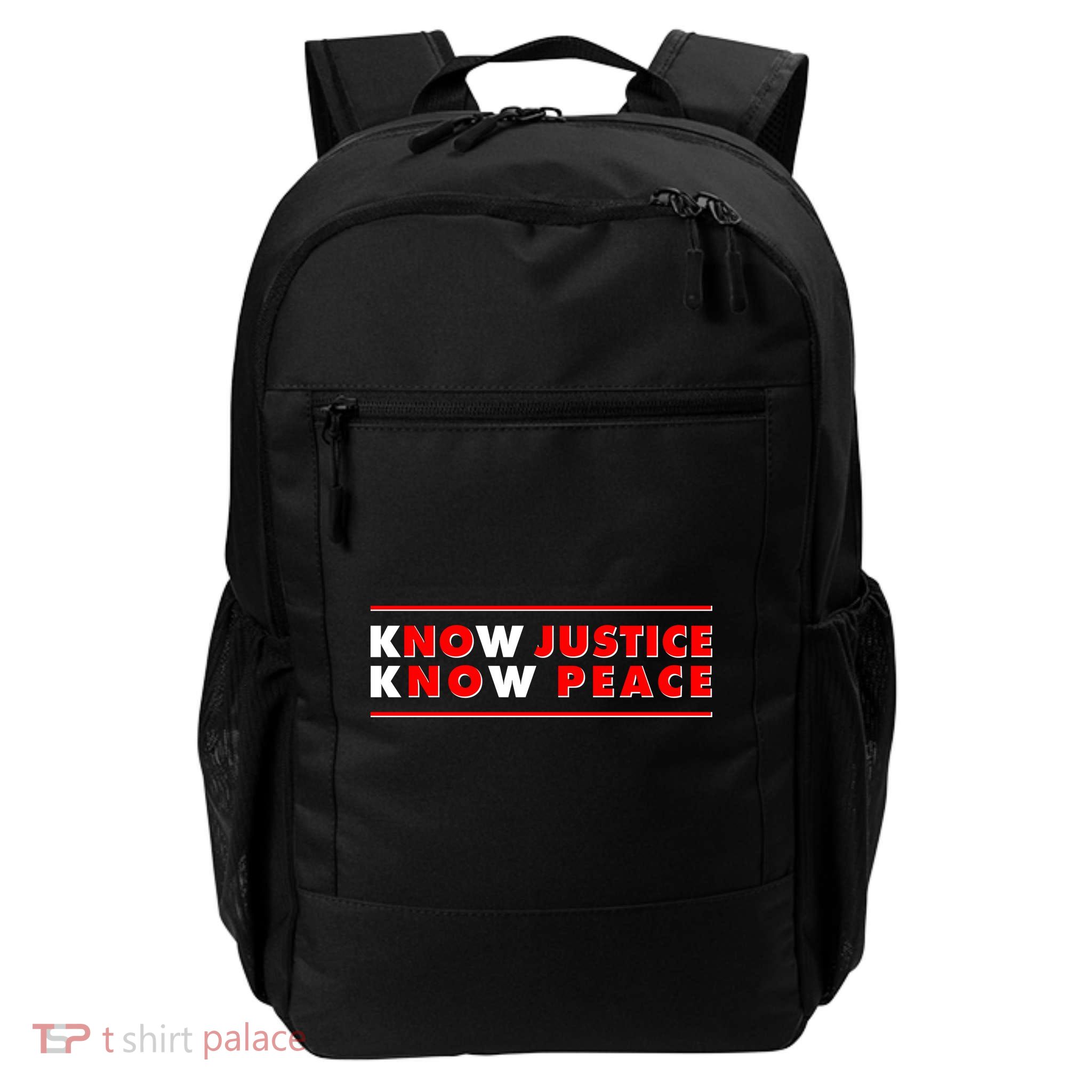 Know Justice Know Peace BLM Protest Daily Commute Backpack