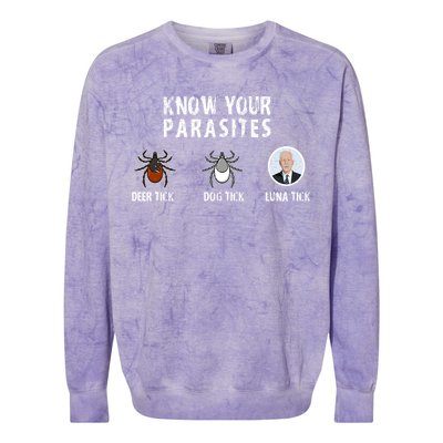 Know Your Parasites Anti Joe Biden Colorblast Crewneck Sweatshirt