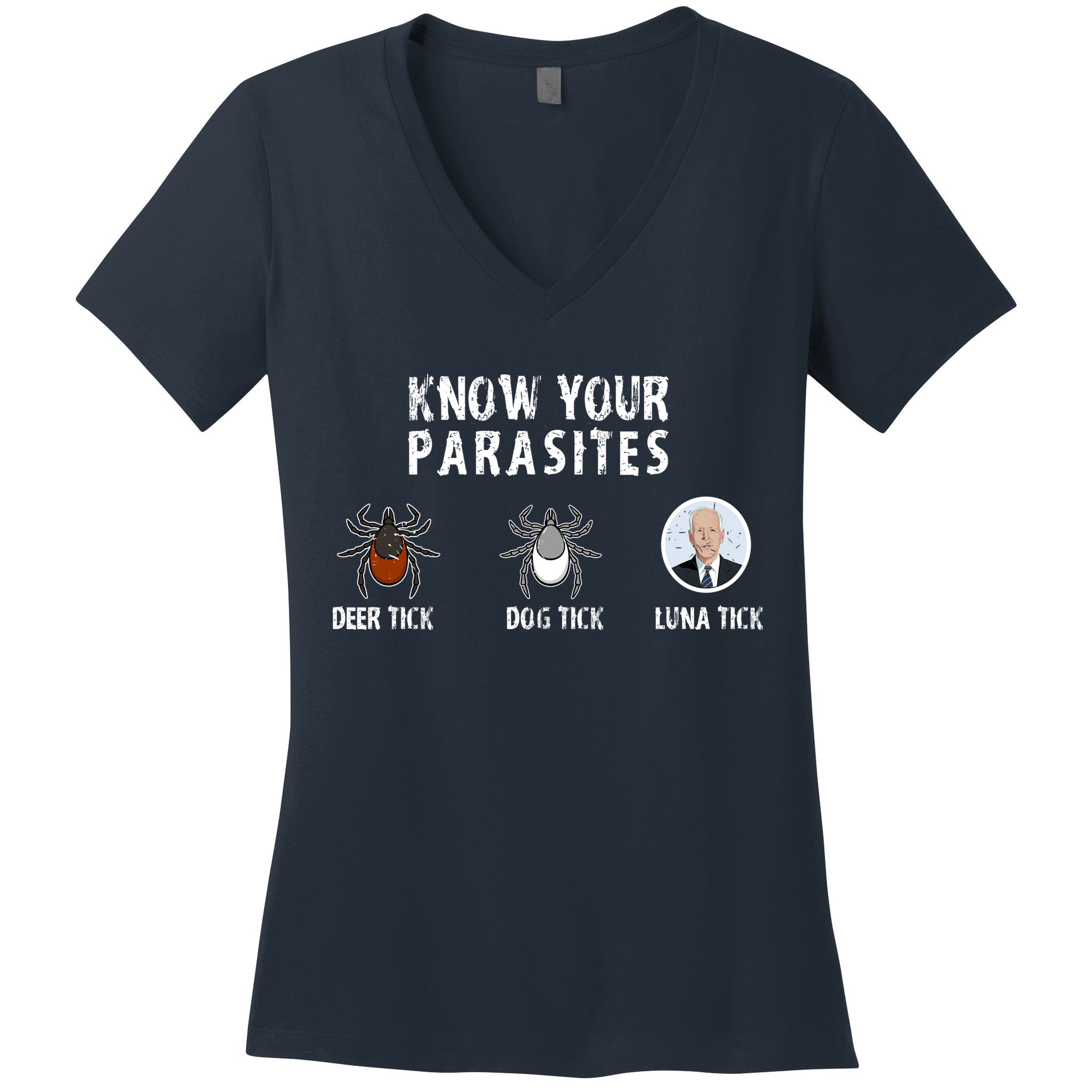 Know Your Parasites Anti Joe Biden Women's V-Neck T-Shirt