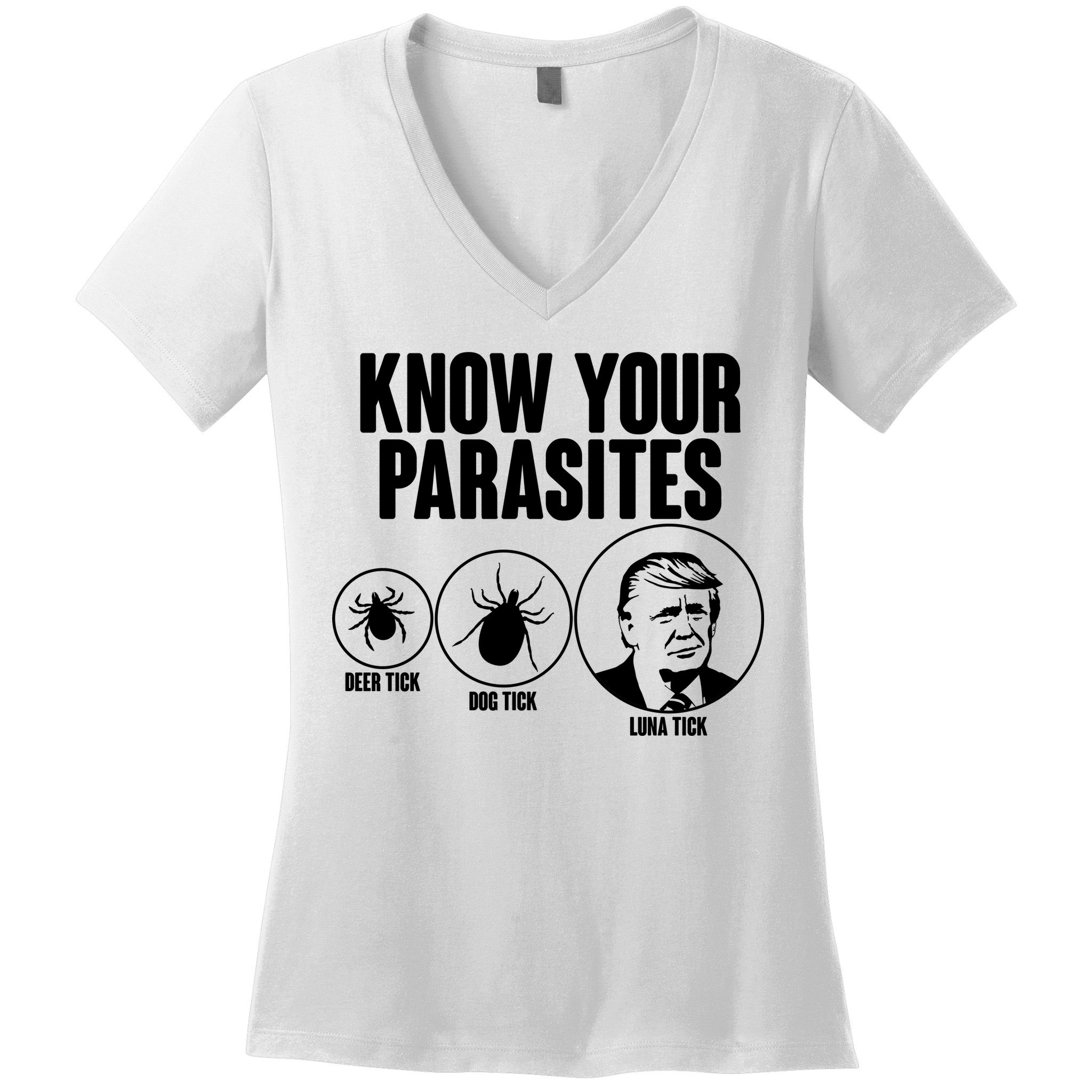 Know Your Parasites Deer Trick Dog Trick Luna Trick Women's V-Neck T-Shirt