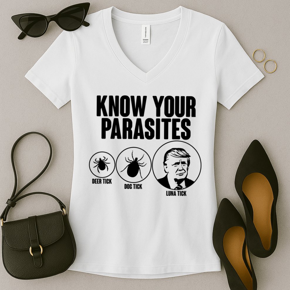 Know Your Parasites Deer Trick Dog Trick Luna Trick Women's V-Neck T-Shirt