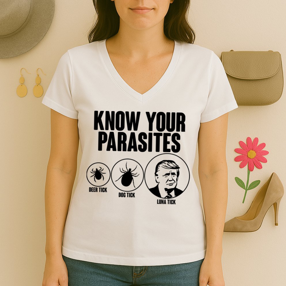 Know Your Parasites Deer Trick Dog Trick Luna Trick Women's V-Neck T-Shirt
