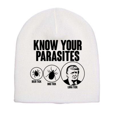 Know Your Parasites Deer Trick Dog Trick Luna Trick Short Acrylic Beanie