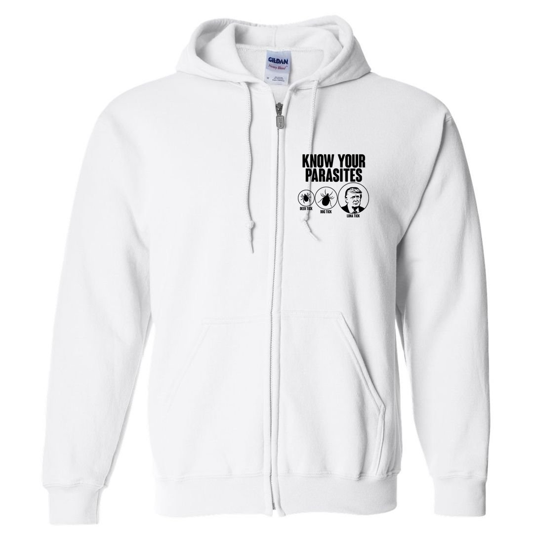Know Your Parasites Deer Trick Dog Trick Luna Trick Full Zip Hoodie