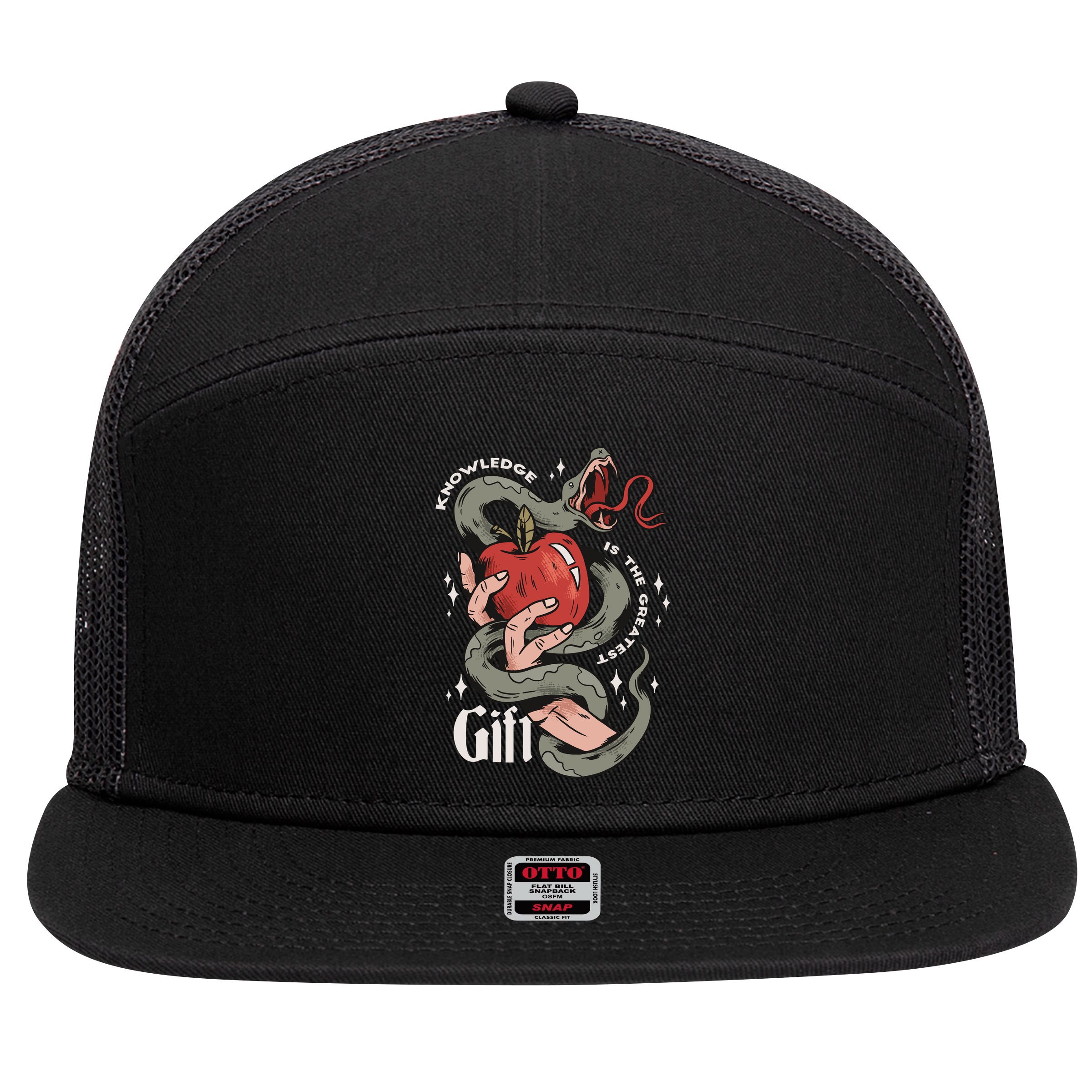 Knowledge Is The Greatest Gift 7 Panel Mesh Trucker Snapback Hat