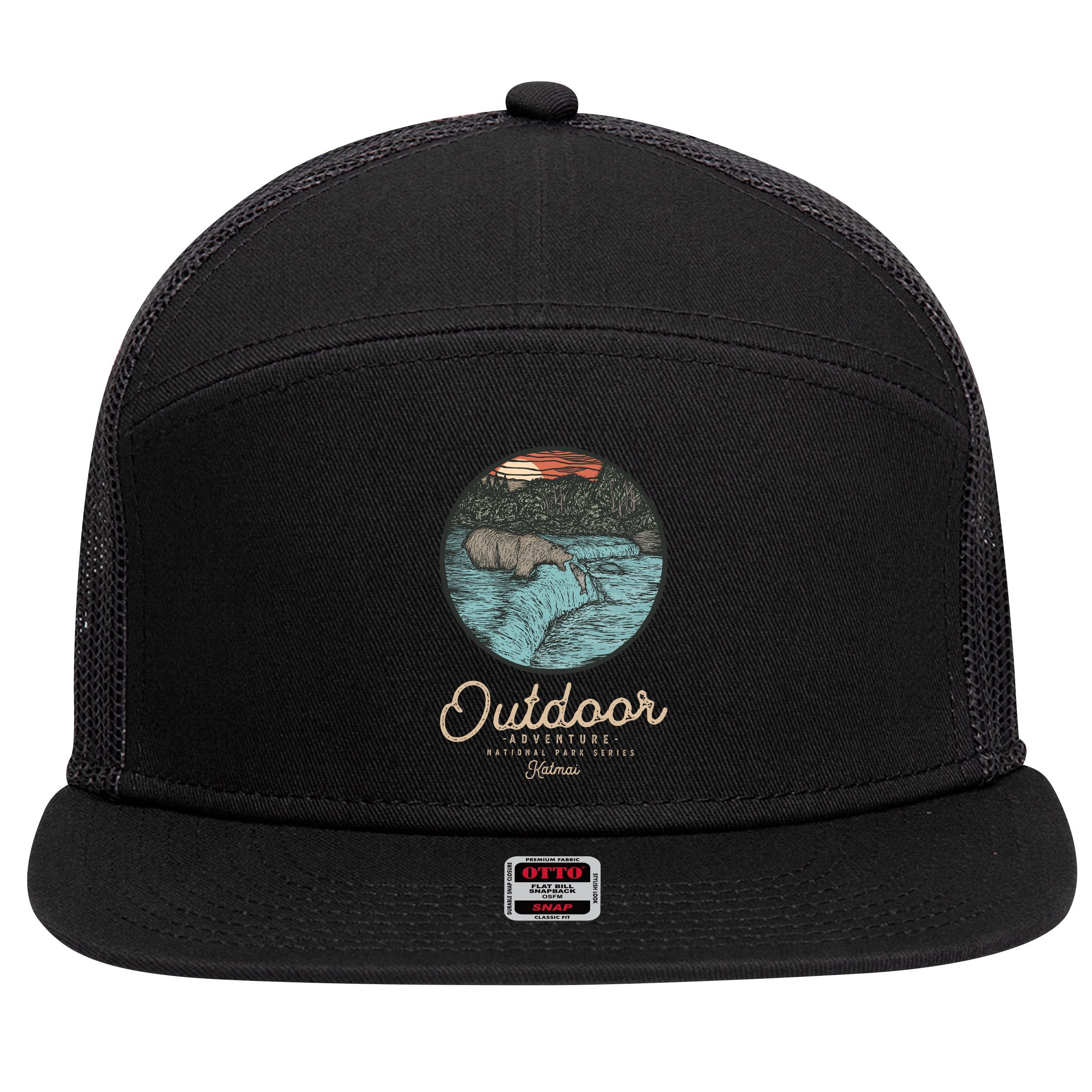Katmai National Park 7 Panel Mesh Trucker Snapback Hat