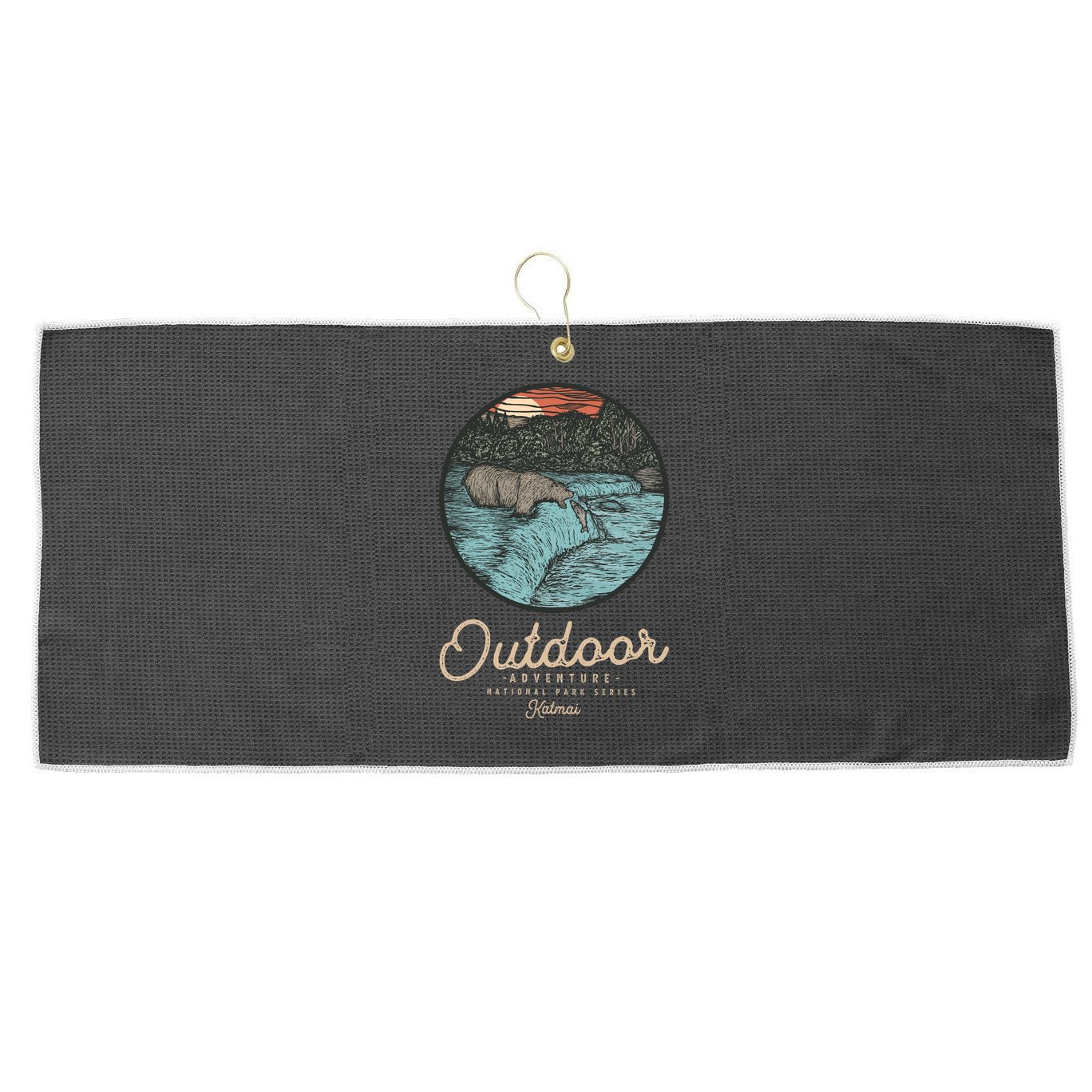 Katmai National Park Large Microfiber Waffle Golf Towel
