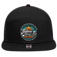 Katmai National Park Preserve Alaska Bear Watching Salmon 7 Panel Mesh Trucker Snapback Hat