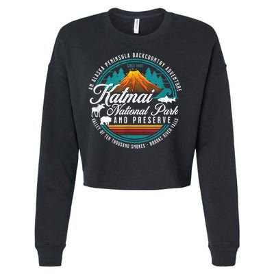 Katmai National Park Preserve Alaska Bear Watching Salmon Cropped Pullover Crew