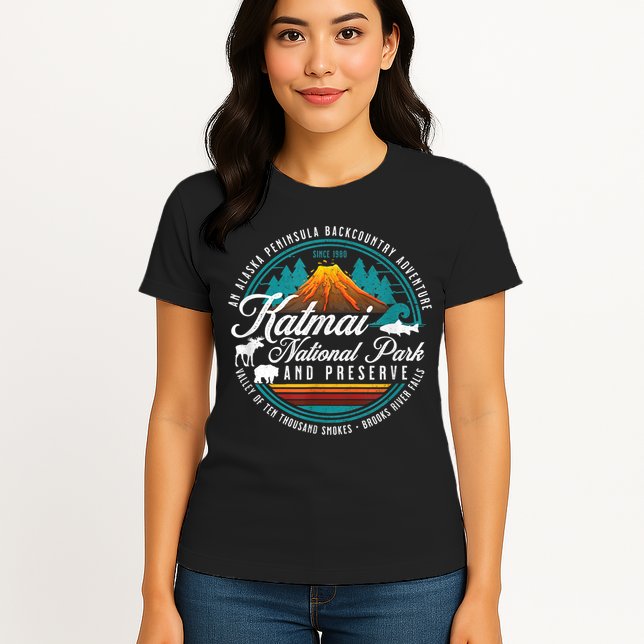 Katmai National Park Preserve Alaska Bear Watching Salmon Womens T-Shirt