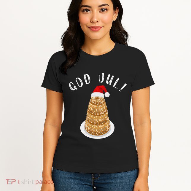 Kransekake Norwegian Swedish Merry Christmas God Jul Womens T-Shirt