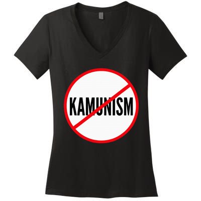 Kamunism No To Kamunism Women's V-Neck T-Shirt