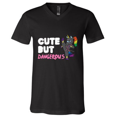 Karate Ninja Unicorn Cute Dangerous Martial Arts Girl Gift V-Neck T-Shirt