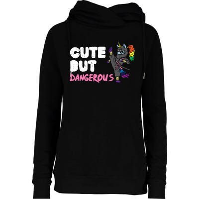 Karate Ninja Unicorn Cute Dangerous Martial Arts Girl Gift Womens Funnel Neck Pullover Hood