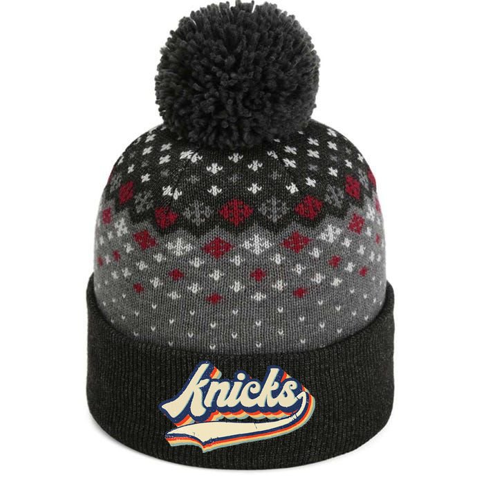 Knicks Name Vintage Retro Gift The Baniff Cuffed Pom Beanie