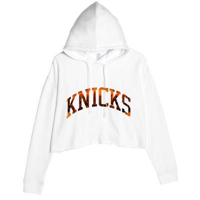 Knicks Name Vintage Retro Crop Fleece Hoodie