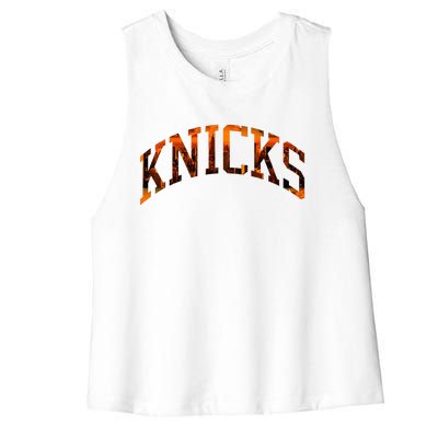 Knicks Name Vintage Retro Women's Racerback Cropped Tank