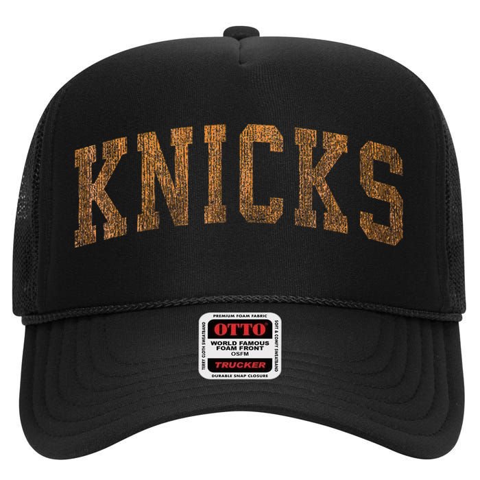 Knicks Name Vintage Retro High Crown Mesh Back Trucker Hat