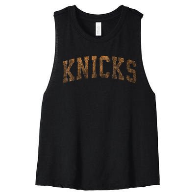 Knicks Name Vintage Retro Women's Racerback Cropped Tank