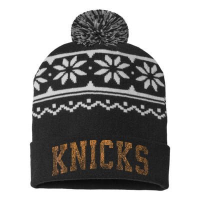 Knicks Name Vintage Retro USA-Made Snowflake Beanie