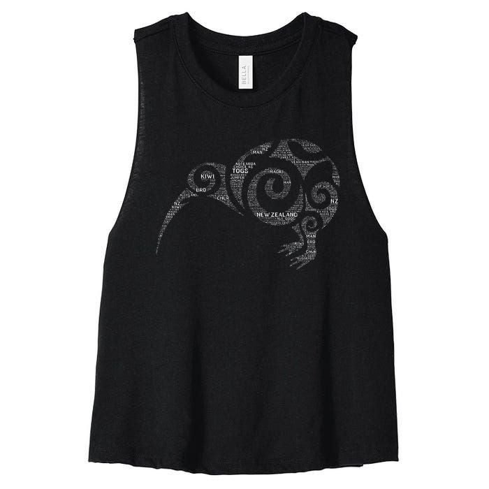 Kiwi New Zealand Slang For Maori Nz New Zealander Women's Racerback Cropped Tank