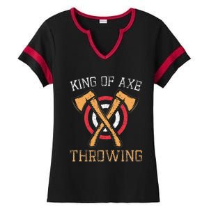 King Of Axe Throwing Hatchet Target Lumberjack Design Ladies Halftime Notch Neck Tee