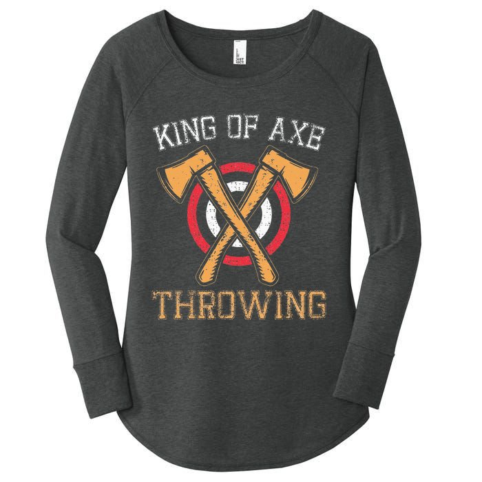 King Of Axe Throwing Hatchet Target Lumberjack Design Women's Perfect Tri Tunic Long Sleeve Shirt