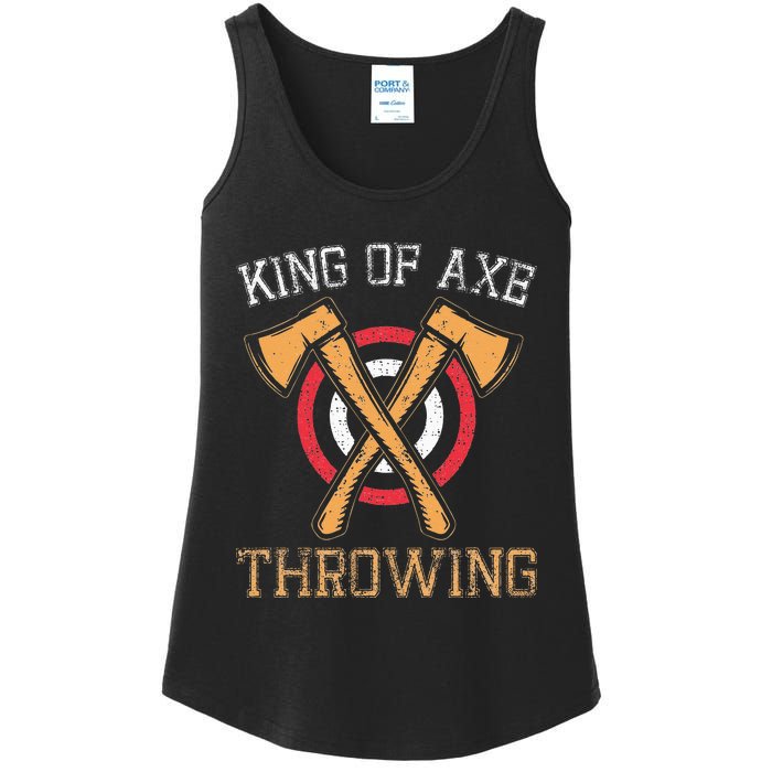 King Of Axe Throwing Hatchet Target Lumberjack Design Ladies Essential Tank