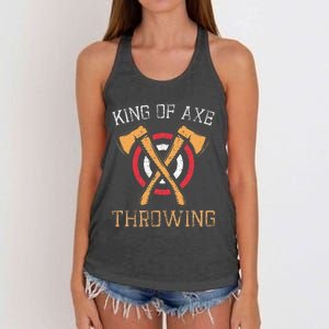 King Of Axe Throwing Hatchet Target Lumberjack Design Women's Knotted Racerback Tank