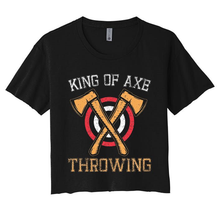 King Of Axe Throwing Hatchet Target Lumberjack Design Women's Crop Top Tee