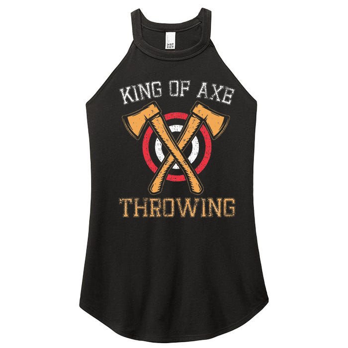 King Of Axe Throwing Hatchet Target Lumberjack Design Women's Perfect Tri Rocker Tank