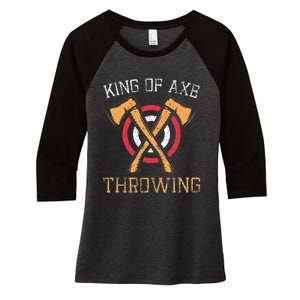 King Of Axe Throwing Hatchet Target Lumberjack Design Women's Tri-Blend 3/4-Sleeve Raglan Shirt