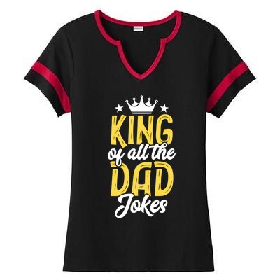 King Of All The Dad Jokes Fathers Day Papa Humor Gift Ladies Halftime Notch Neck Tee