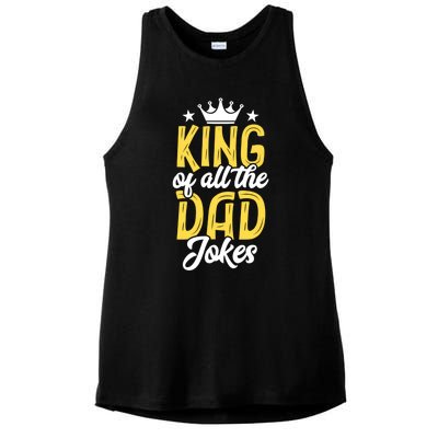 King Of All The Dad Jokes Fathers Day Papa Humor Gift Ladies PosiCharge Tri-Blend Wicking Tank