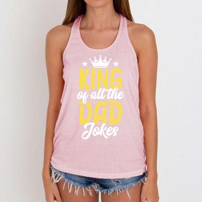 King Of All The Dad Jokes Fathers Day Papa Humor Gift Women's Knotted Racerback Tank