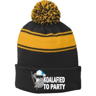 Koalafied To Party Stripe Pom Pom Beanie