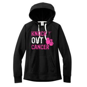 Knock Out Boxing Fight Pink Ribbon Breast Cancer Awareness Women's Fleece Hoodie