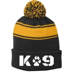 K9 Officer Canine K9 Unit Police Dog Paw Handler Trainer Stripe Pom Pom Beanie