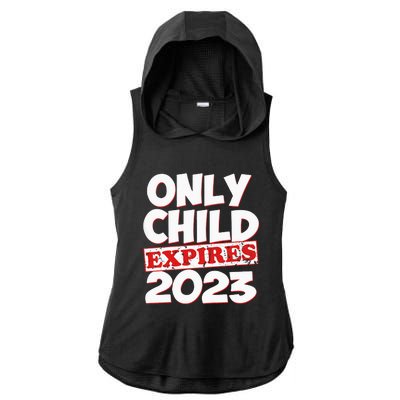 Kids Only Child Expires Big Bro Sis Ladies PosiCharge Tri-Blend Wicking Draft Hoodie Tank