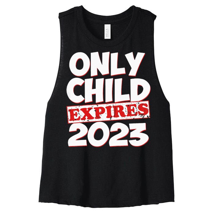 Kids Only Child Expires Big Bro Sis Women's Racerback Cropped Tank