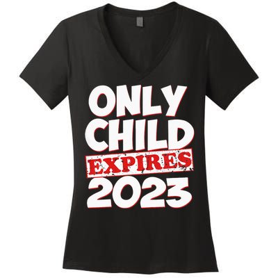 Kids Only Child Expires Big Bro Sis Women's V-Neck T-Shirt