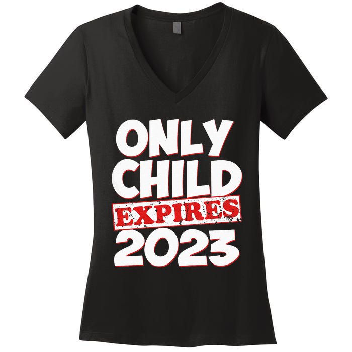 Kids Only Child Expires Big Bro Sis Women's V-Neck T-Shirt