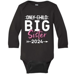 Kids Only Child Big Sister 2024 Promoted To Big Sister 2024 Baby Long Sleeve Bodysuit