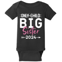 Kids Only Child Big Sister 2024 Promoted To Big Sister 2024 Baby Bodysuit