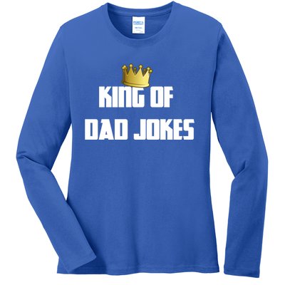 King Of Dad Jokes Crown Bad Joke Funny Fathers Day Gift Ladies Long Sleeve Shirt